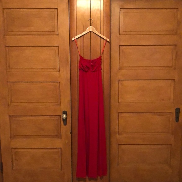 Karina Grimaldi. Cotton red dress. Strapless. Super soft and heavy dress. - Picture 3 of 7